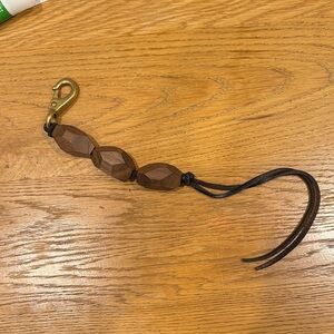 Brown Beaded Keychain with Gold Clasp